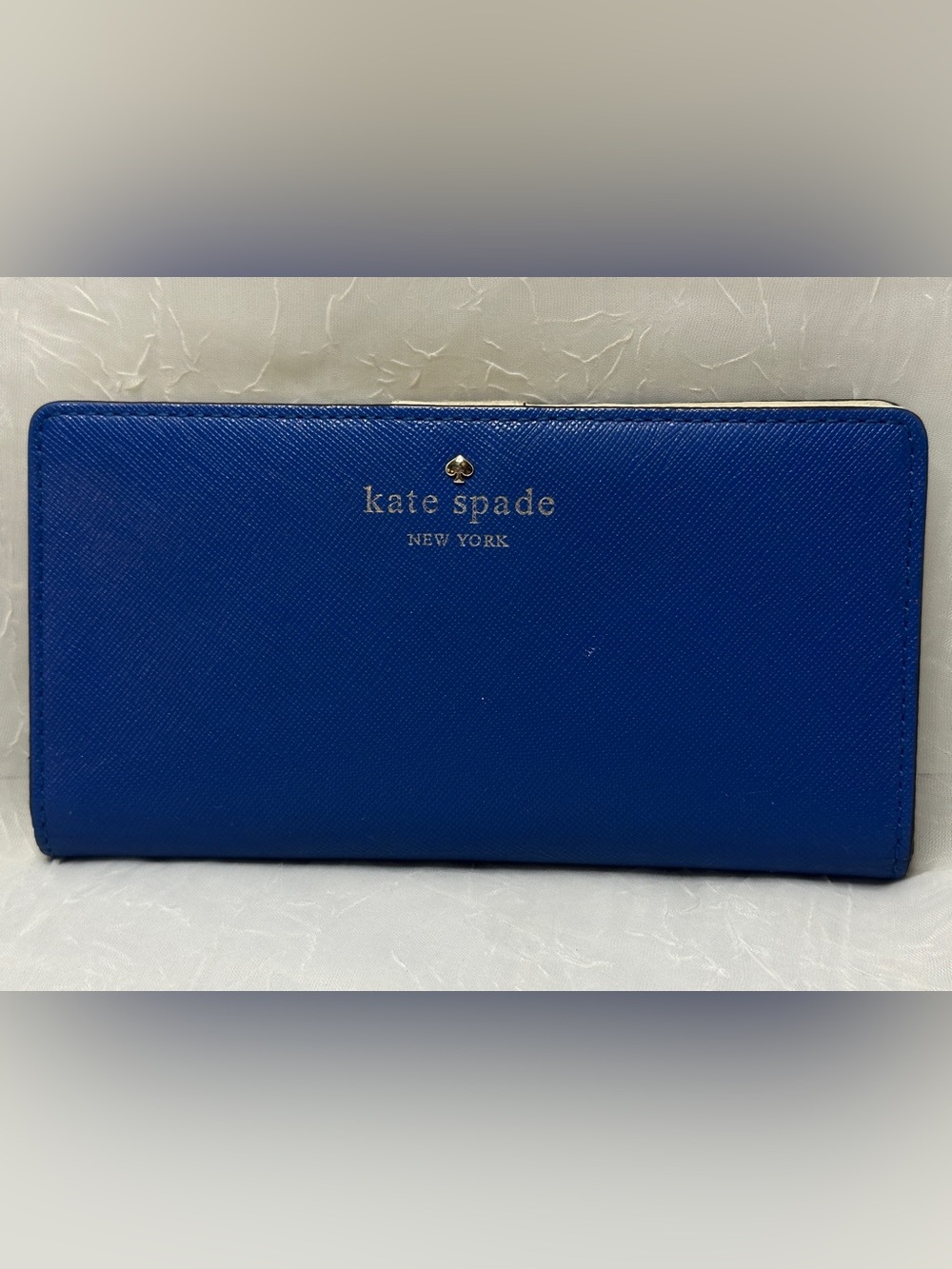 kate spade Blue Saffiano Zip Wallet